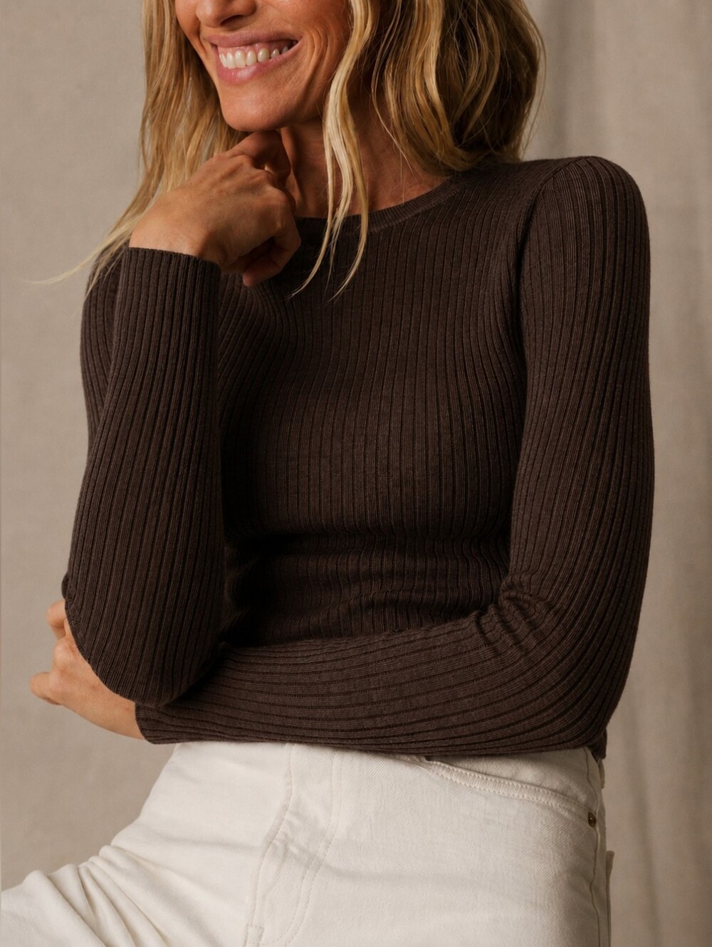 Buck Mason Featherweight Silk Cashmere Ribbed Long Sleeve